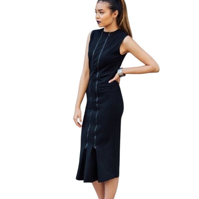 $242 Nwt Poppyseed The Zipper Maternity & Post Partum Black Designer Dress Small